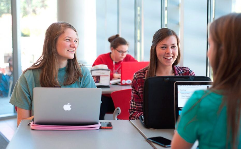 Students using laptop computers